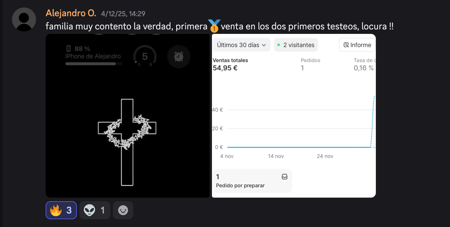 Captura de resultados de Alejandro O.: Empieza a vender En los dos primeros testeos